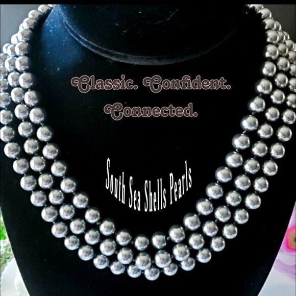 South Sea Shell Pearls-AAA+ 8MM Triple Sranded Dark Gray - Picture 1 of 4